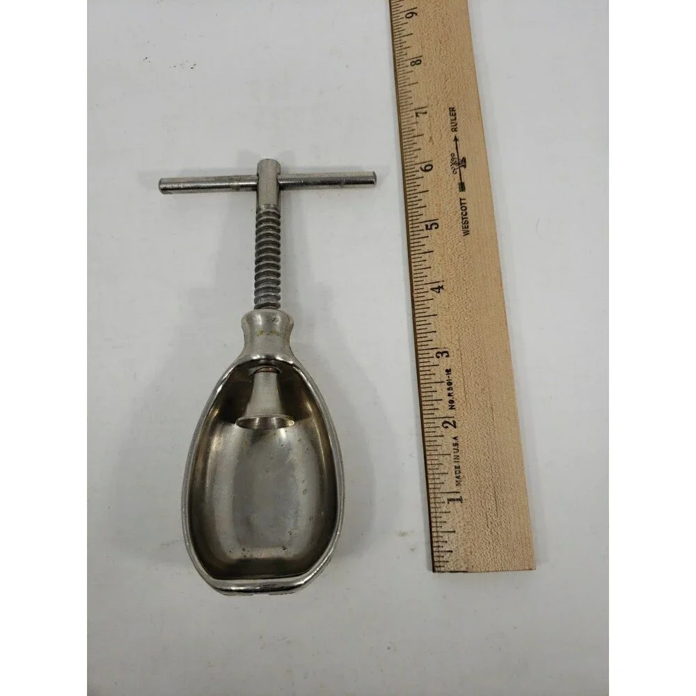 Vintage Nut Cracker Screw Type T-Handle Pineapple Shaped All Metal HMQ Style
